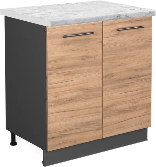 Vicco Spülenunterschrank Fame-Line Goldkraft Eiche/Anthrazit mit Marmor-Optik, B/T/H: 80 x 60 x 82 cm - Bild 1