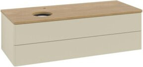 V&B Waschtischunterschrank Antao mit Beleuchtung, Eiche honig lackiert, Braun, B/T/H: 120 x 50 x 36 cm - Bild 1