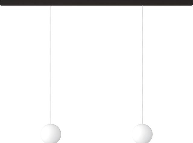 KOMOT KOS Duo L LED-Pendelleuchte mit Schiene 200 cm in Schwarz matt, Edelstahl und mundgeblasenem Opalglas, Tunable White (2200K - 4200K), dimmbar und höhenverstellbar - Bild 1