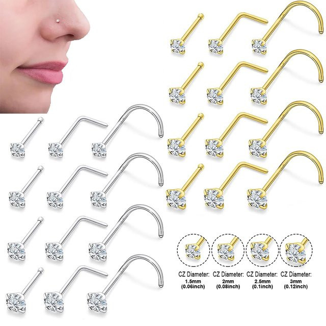ZHIMO Nase Piercing, Zirkonia, Knochen, Unisex - Bild 1
