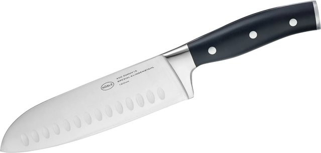 RÖSLE Santokumesser Tradition aus X50CrMOV15-Messerstahl mit POM-Griff in Silber/Schwarz, Klingenlänge: 17,5 cm - Bild 1