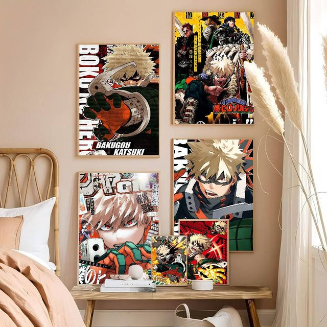 Vintage Anime Poster Katsuki Bakugo Wanddeko aus wasserfestem Papier in Multicolor von Potdemiel - Bild 1