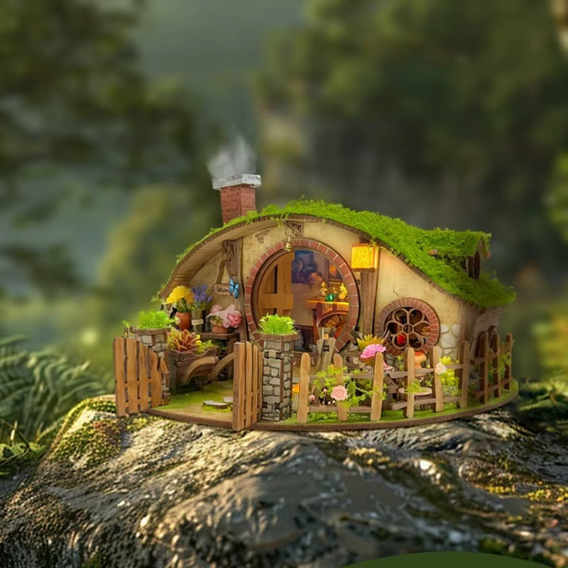 Handgemachte Holz-Miniaturfiguren Magic Ring Haus für deine DIY-Dekoration in Mehrfarben - Bild 2