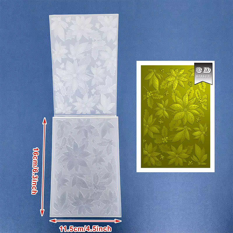 Gestempelter Kunststoff-Ordner mit 3D Weihnachtsstern-Blumen-Design für dein Fotoalbum und DIY-Bastelprojekte - Bild 2