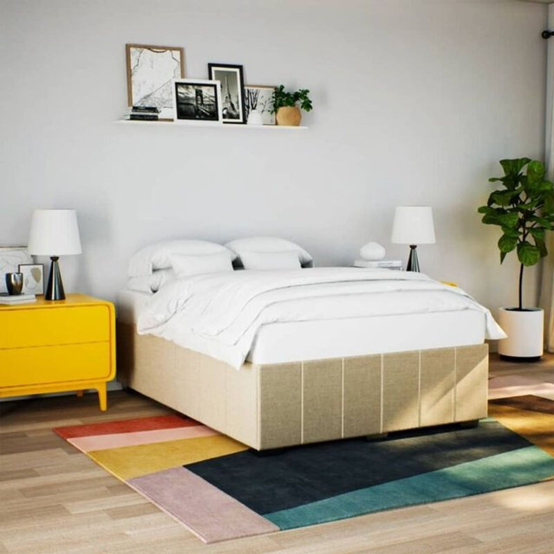 vidaxl Polsterbett in Beige aus Stoff und Holzwerkstoff, modernes Bettgestell ohne Matratze, B/T: 140 x 190 cm - Bild 1