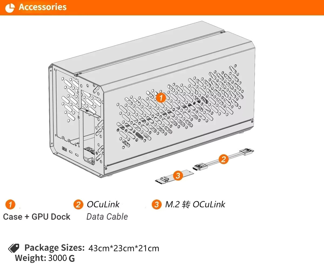 ADT-Link OCuP4V2 OCuLink GPU Dock mit ReDriver Chip und NVMe M.2 Adapter in Grau - Bild 3
