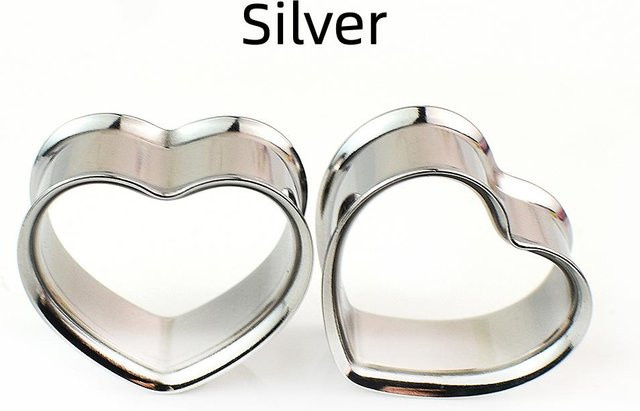 JIAPEIJIA Plugs, Edelstahl, Herzform, Silber, Unisex, 22 mm - Bild 1