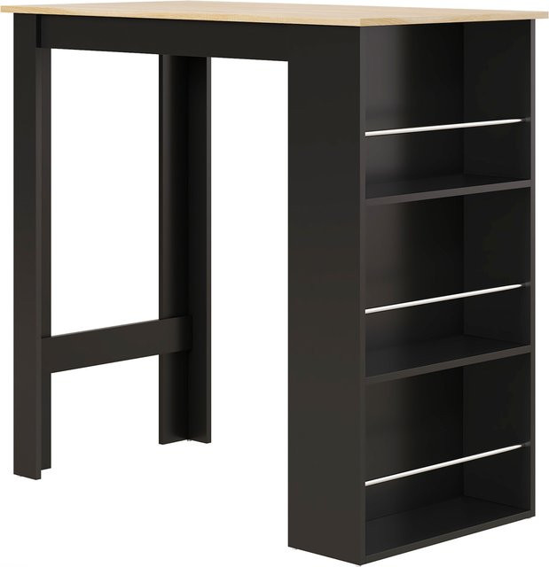 HOMCOM Bistrotisch als hoher Küchentisch und Stehtisch mit 3 Regalen, Schwarz, B: 57 cm, T: 112 cm, H: 106 cm - Bild 1