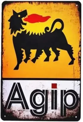 Agip Motor Oil Vintage Blechschild im Portraitformat für deine Garage oder Tankstelle - Bild 1