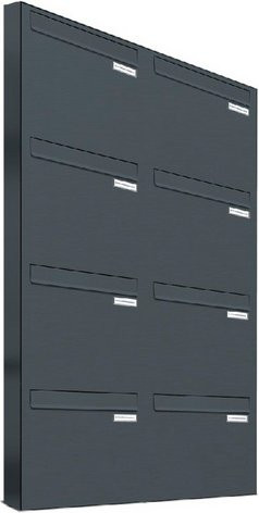 AL Briefkasten-System für 8 Parteien mit Zaundurchwurf, grau, B: 153,181 cm, H: 136,8 cm, T: 11,6 cm - Bild 1