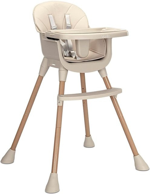 Lorelli Kinderhochstuhl Vanilla 3 in 1 in Beige mit Tablett, Fußstütze und 5-Punkt-Gurt - Bild 1