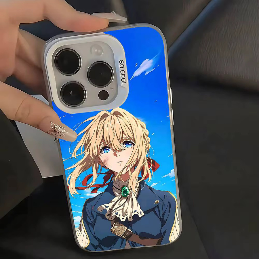 Bilibili Anime Violet Evergarden Handyhülle für iPhone 11 bis 17 Pro Max Plus, Stoßfeste Rückseite in Silber und Mehrfarbig - Bild 2