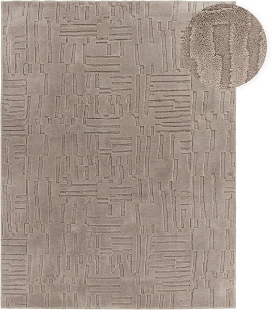 Moderner Teppich Tokko in Taupe und Beige mit geometrischem Muster im skandinavischen Design, B/T: 160 x 220 cm - Bild 1