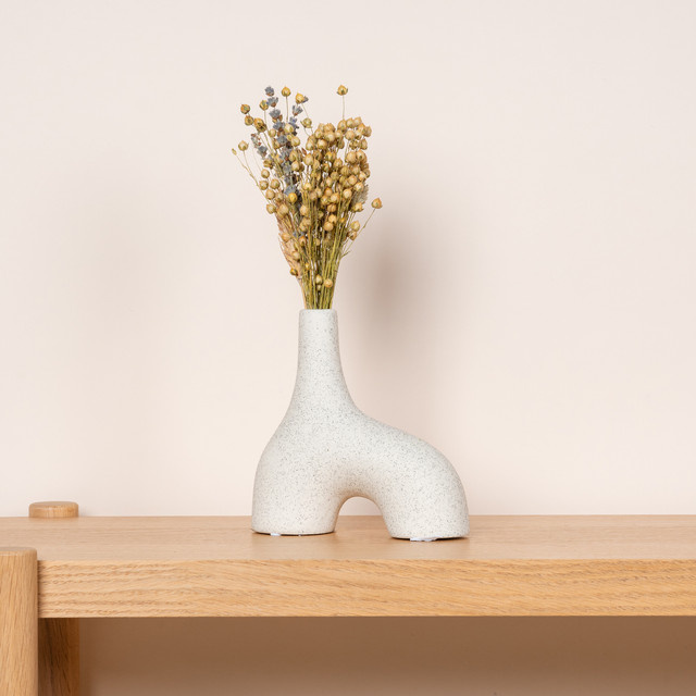Keramik Vase BLUME2000 Sprenkel Weiß für modernen Wohnstil, Höhe: 17,0 cm, Breite: 6,0 cm, Tiefe: 1,0 cm - Bild 1