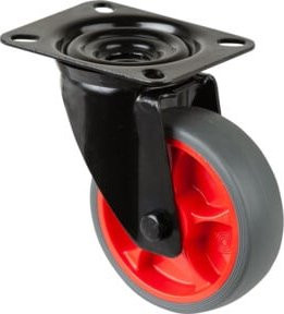 BS Lenkrolle L800.B44.101.03 mit Platte, Ø 100 mm, Breite: 3,2 cm, Tragkraft 110 kg, TPR, mehrfarbig - Bild 1
