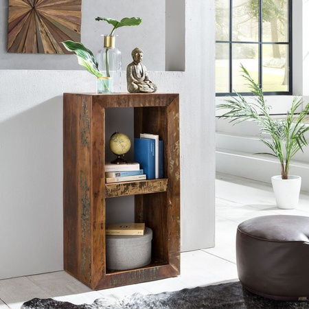 FineBuy Bücherregal KALKUTTA Cube Standregal in Braun im Vintage Shabby Chic, B/T/H: 45 x 35 x 90 cm