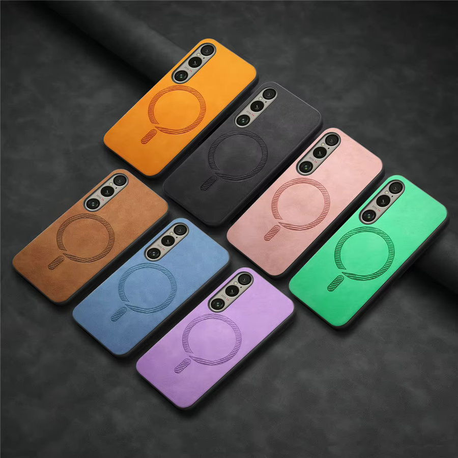 Sony Xperia 1 VI Hülle aus Leder mit Magnetfunktion und kabellosem Laden, Schwarz - Bild 6