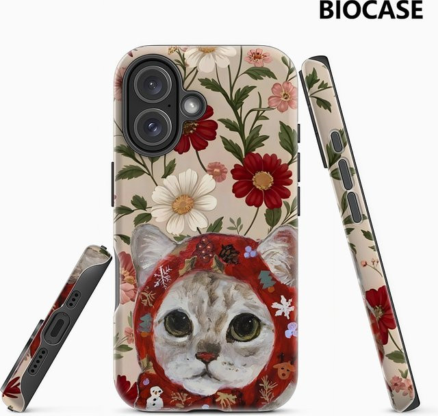 Potdemiel Magnetische Handyhülle mit Blumen-Katzen-Design für iPhone 18 17 16 15 14 13 Pro Max Plus, Robuste Ein- und Doppelschichtige Schutzhülle, Multicolour - Bild 1