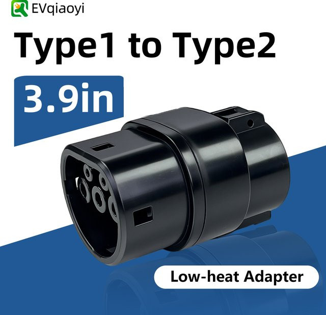 EVqiaoyi Typ 1 auf Typ 2 EV-Ladeadapter 32 A 7 kW hitzebeständiger Konverter in Schwarz für Elektrofahrzeuge - Bild 1