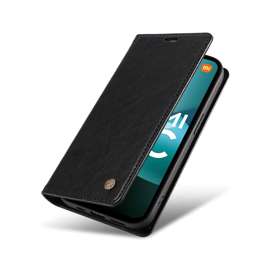 Xiaomi Magnetische Flip-Lederhülle Premium Litchi Stria für Redmi 15 15C 14C 13 13C 12 12C 10 Prime 10C 10A 9A 9C A5 A3 A1 Plus in Schwarz - Bild 5