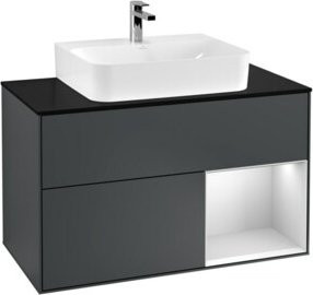 V&B Waschtischunterschrank Finion 100 mit Wandbeleuchtung, Lackiert, B/T/H: 100 x 50,1 x 50,1 cm - Bild 1