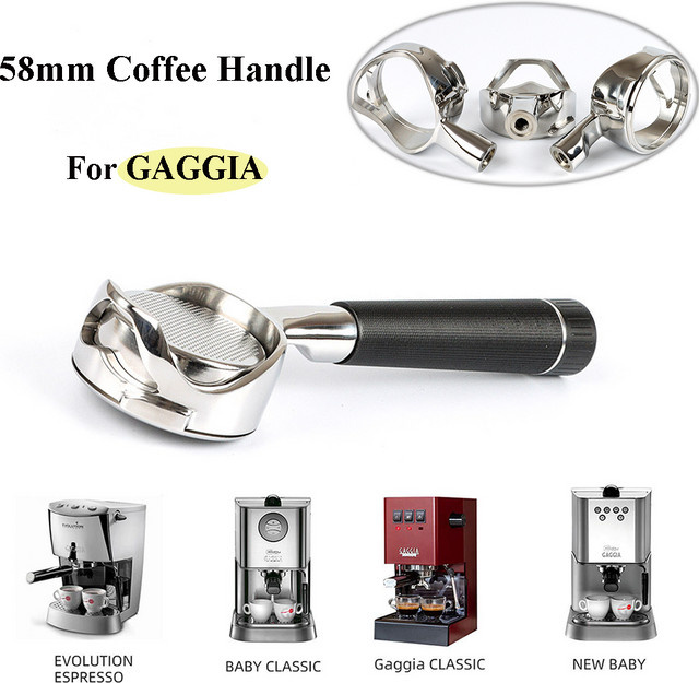 YUAN-ECT Modifizierter Espresso-Siebträger aus Edelstahl mit Korb für Gaggia Classic und Deluxe, 58 mm, Silber oder Weiß - Bild 1