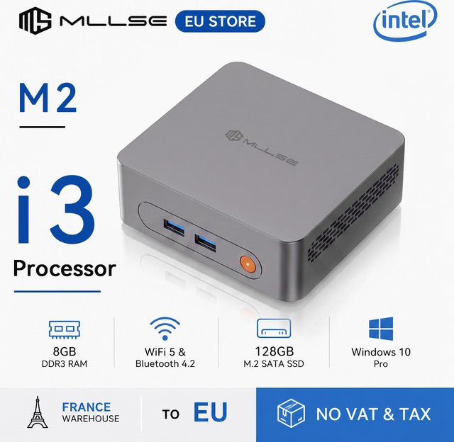MLLSE M2 Mini-PC mit Intel Core i3-4030U, 8GB DDR3 RAM, 128GB SSD, Wi-Fi und Bluetooth, Windows 10 - Bild 1