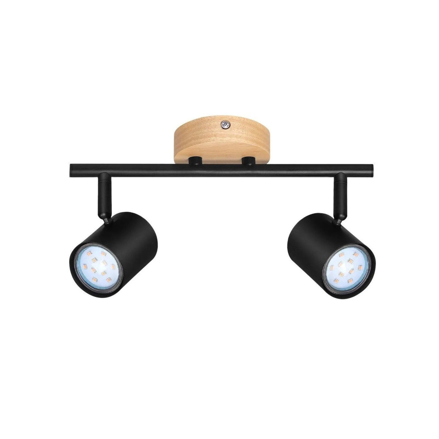 NETTLIFE Deckenstrahler Industrial Design aus Metall und Holz in Schwarz, verstellbar, GU10 LED - Bild 2