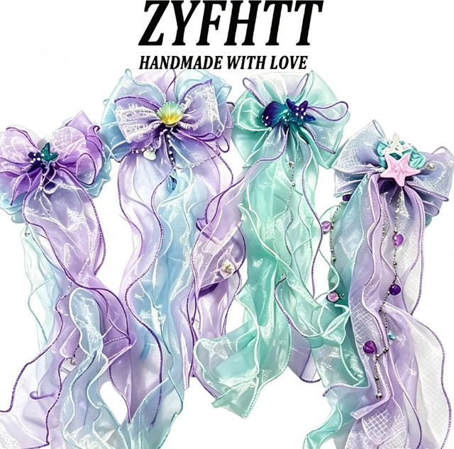 ZYFHTT Haarspange Ozean-Stil, Sternenfisch-Muschel-Mesh, Bunte Schleife - Bild 1