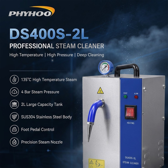 PHYHOO DS400S Professioneller Dampfreiniger aus Edelstahl in Silber mit 135°C Hochtemperatur und 4 Bar Druck - Bild 1