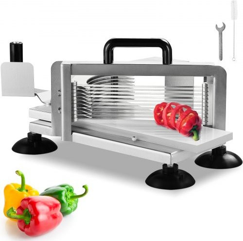 VEVOR Gemüseschneider aus Edelstahl für Tomaten, Gurken und Bananen, Silber, 1/4 Zoll Schnittstärke mit rutschfester Basis - Bild 1