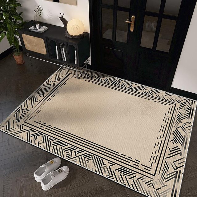 Moderner Luxus-Eingangsteppich in Beige mit Cashmere-Imitation, rutschfest und saugfähig, B/T: 120 x 80 cm - Bild 1