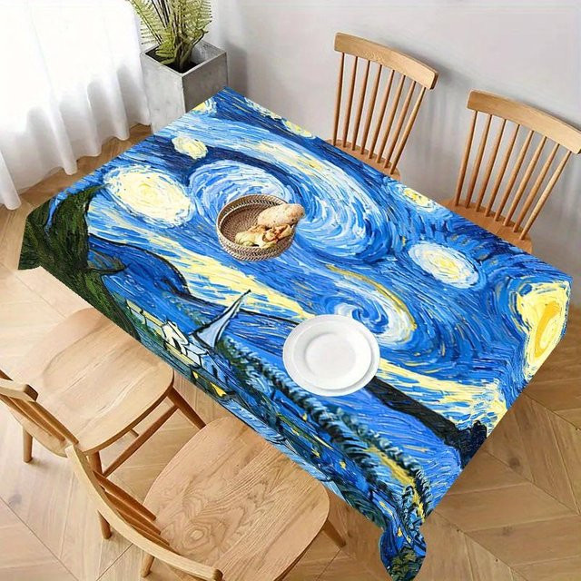 Rechteckige Tischdecke Van Gogh Sternennacht von JMG Household Supplies in Blau, Polyester, B: 100 cm, T: 145 cm - Bild 1
