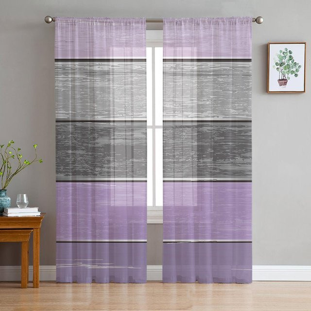 Transparente Voile-Vorhänge im Vintage-Bauernhaus-Stil von Household supplies MH, Farbe Grau, Breite: 135 cm, Höhe: 115 cm - Bild 1