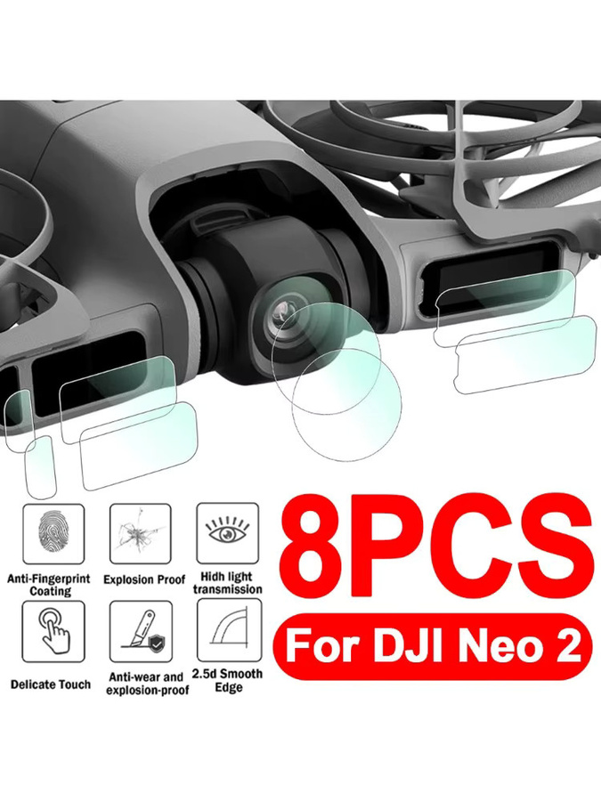 DJI Neo 2 Schutzfolien-Set aus gehärtetem Glas und Hydrogel für Objektiv, Sensor und Seitenbildschirme in Transparent - Bild 6