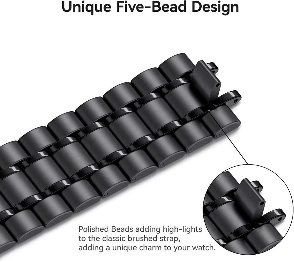 Uhrenarmband Edelstahl, Schwarz, Unisex - Bild 3