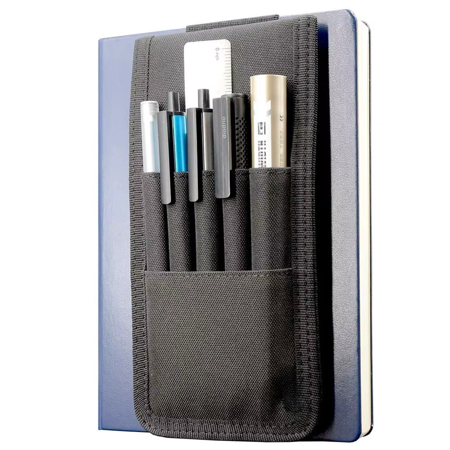 Universelle Notebooktasche aus Textil mit verstellbarem Stifthalter und elastischem Band in Schwarz - Bild 7