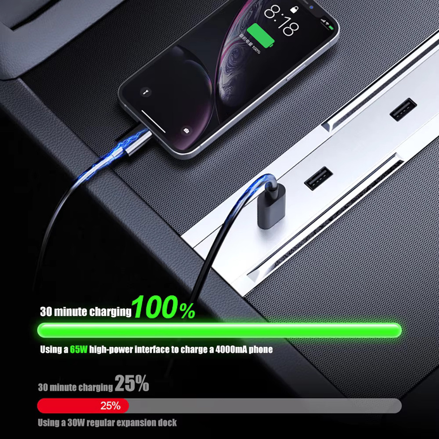 TESY USB-C USB-Hub Schnellladestation für Tesla Model Y und Model 3 Highland in Silber - Bild 4