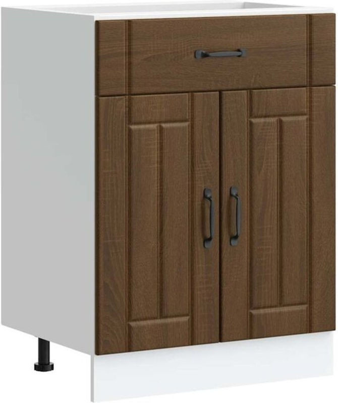 Küchenunterschrank Lucca von vidaxl in Braun mit Eichen-Optik aus Holzwerkstoff im Landhausstil mit Drehtüren, B: 60 cm, H: 81,5 cm, T: 46 cm - Bild 1