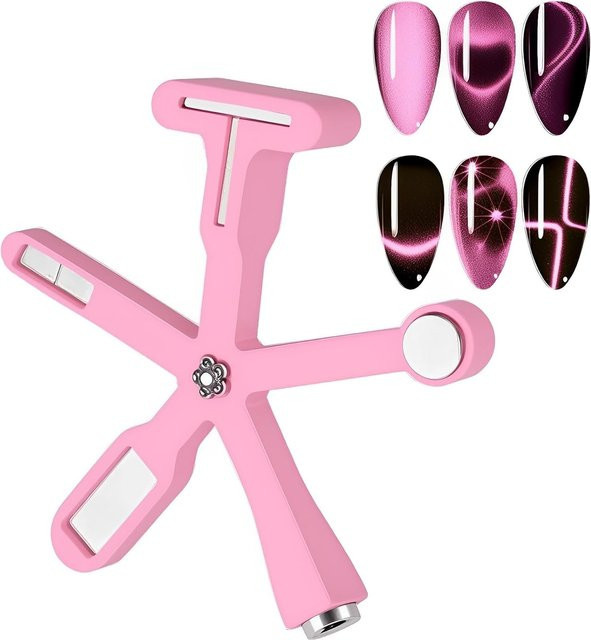 6-in-1 Sternförmiger Katzenaugen-Nagelmagnet, Rosa, Schimmernd - Bild 1