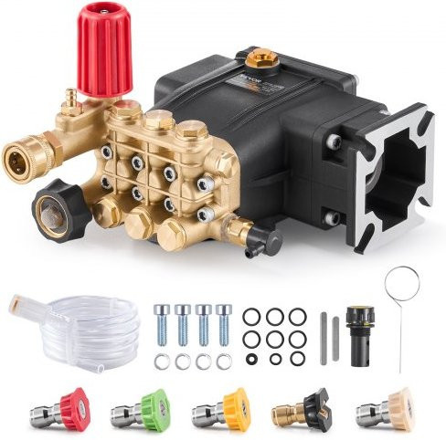 VEVOR Hochdruckreinigerpumpe mit horizontaler Triplex-Kolben-Technik, 3/4 Zoll Welle, 3300 PSI und 2,5 GPM, Ersatz-Set inklusive 5 Düsen, kompatibel mit Simpson MorFlex 40224, 40225, 40226 - Bild 1