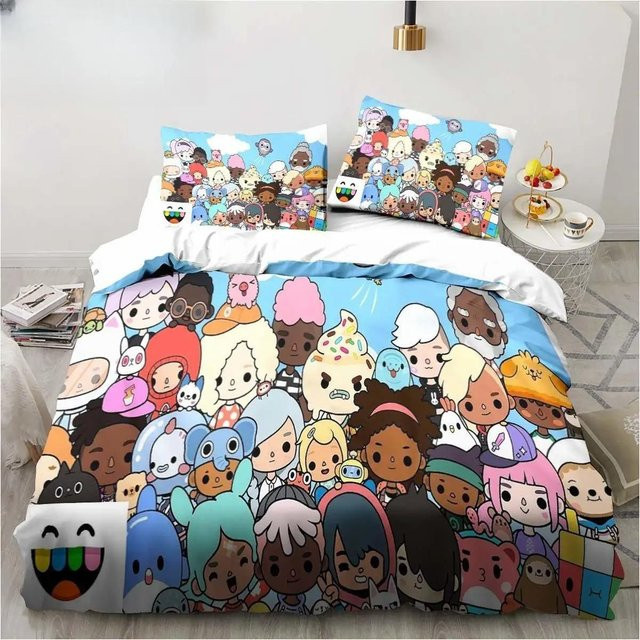 Bettwäsche Set Toca Life World 3D Cartoon Design mit Bettbezug und Kissenbezug, Mehrfarbig, B/H: 135 x 200 cm - Bild 1