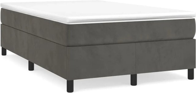 vidaXL Boxspringbett mit Matratze in Dunkelgrau aus Samt, Hybrid-Modell mit Taschenfederkern, B/T: 120 x 200 cm - Bild 1