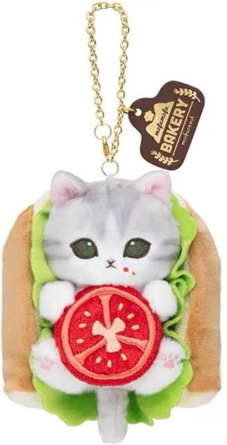 Mofusand Bäckerei Haifisch Katze Plüschtier Schlüsselanhänger, White, Unisex - Bild 1