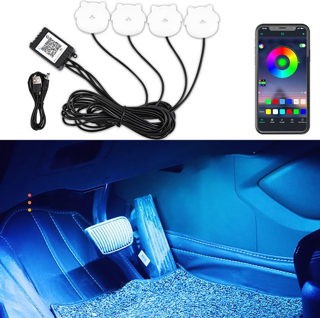 RGB LED Lichtstreifen im Panda-Stil für Motorrad und Auto mit App- und Sprachsteuerung, Multicolour Atmosphäre-Beleuchtung mit Musik-Szenenmodi und Fernbedienung - Bild 1