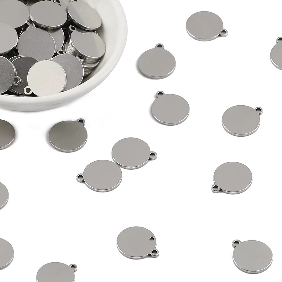 Edelstahl Anhänger Flache Kreis Blank Cabochon Einstellung Tablett, DOY Zubehör - Bild 2
