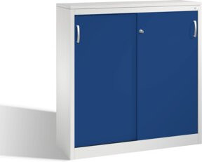 C+P Sideboard Acurado mit Schiebetüren in Enzianblau und Lichtgrau, H: 120 cm, B: 120 cm, T: 40 cm - Bild 1