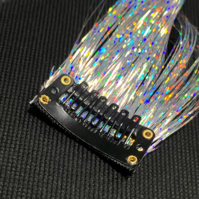 Glitzer-Lametta Haarverlängerung BB Clip-in, 24 Zoll, Synthetisch, Damen - Bild 4