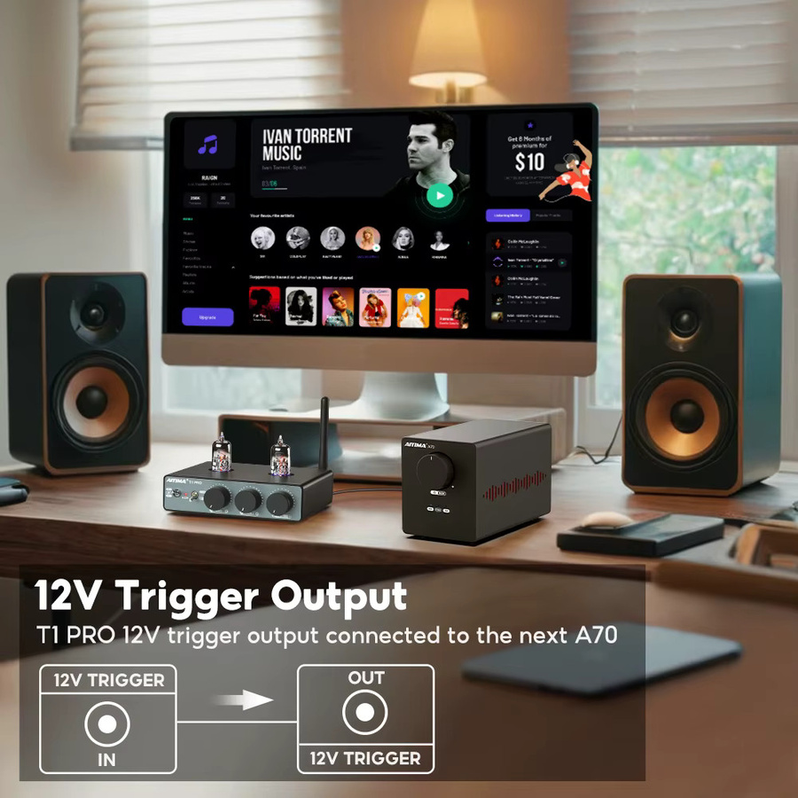 AIYIMA T1 PRO Vakuumröhrenvorverstärker HiFi Stereo Verstärker mit Bluetooth und Bass-Höhensteuerung in Schwarz - Bild 4