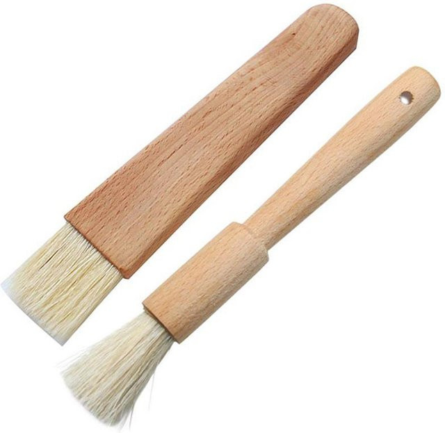 2 Stück BBQ Marinierpinsel mit Holzgriff von TOMTOP JMS in Beige und Braun zum Auftragen von Öl, Soße oder Honig beim Grillen und Backen - Bild 1